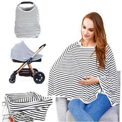 Lucine Baby Nursing Cover & Nursing Poncho - Multi Use Cover for Baby Car Seat Canopy, Shopping Cart Cover, Stroller Cover, 360° Full Privacy Breastfeeding Coverage, Baby Shower Gifts for Boy&Girl