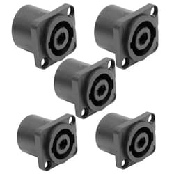 Seismic Audio - SAPT240-5Pack - 5 Pack of 4 Pole Speakon Panel Mount Connectors - Black - Fits Series D Pattern Holes Pro Audio