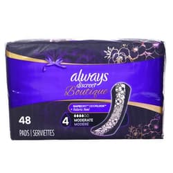 Always Discreet Boutique Incontinence Pads, Size 4, Moderate Absorption, 48 Pads