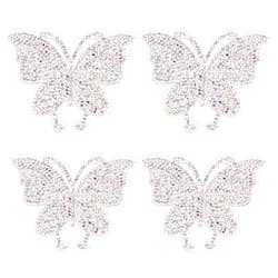 Hariendny 4 Pcs Butterfly Iron On Patches, Sewing Sew On Colorful Sequin Butterfly Patch, Sparkly Clothing Repair Patch, Embroidered Beaded Appliques for Dress Skirt Jean Jacket Pant Hat Bag DIY Craft