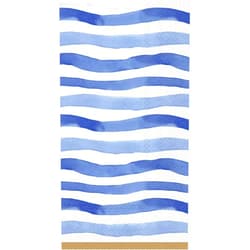 Boston International IHR 3-Ply Paper Guest Towels/Banquet Napkins, 8.5 x 4.5-Inches, Wavy Stripe Blue, 16-Count