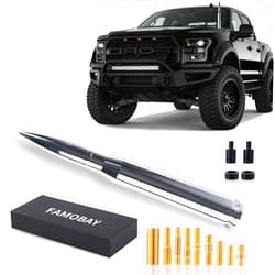 Famobay Chrome Stubby Bullet Antenna Car Truck Antenna with Valve Stem Caps Chevy Silverado & GMC Sierra Trucks Heavy Duty Pickup Trucks Accessories（7.8inch Chrome）