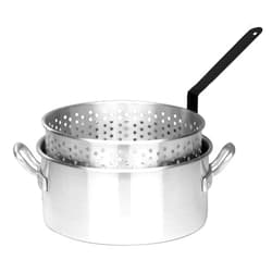 Bayou Classic 4010 10-qt Aluminum Fry Pot Features Heavy-Duty Riveted Handles Perforated Aluminum Basket Perfect For Frying Shrimp Chicken Hushpuppies and Fries
