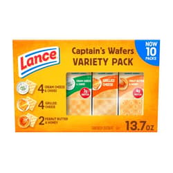 Lance Sandwich Crackers, Captain's Wafers, Variety Pack, 10 Individual Packs, 6 Sandwiches Each