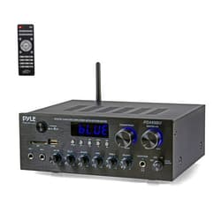 Pyle Bluetooth Home Audio Amplifier Receiver Stereo 300W Dual Channel Sound Audio System w/MP3, USB, SD, AUX, RCA, MIC, Headphone, FM, LED, Reverb Delay, for Home Theater Speakers, Studio - PDA69BU