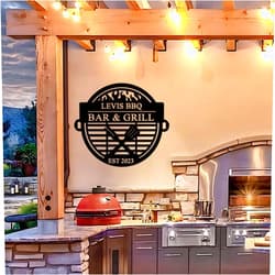 Life4Gifts Personalized Cut Metal Sign Restaurant BBQ and Grill, Custom Family Name Metal Sign BBQ, Barbecue Metal Sign, Decor Restaurant Cafe Bar Club Pub Home Indoor Outdoor Wall Decor Art Sign