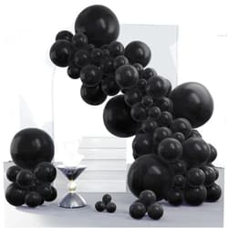 PartyWoo Black Balloons 140 pcs Different Sizes Pack of 18 12 10 5 Inch Matte Black Latex Balloon Arch Kit Garland for Graduation Halloween New Year Anniversary Birthday Party Decorations Black-Y18