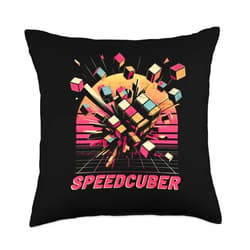 The Melting Cube - Competitive Speed Cubing Merch Puzzle Cube Exploding Speedcuber 80's Youth Vintage Math Throw Pillow, 18x18, Multicolor