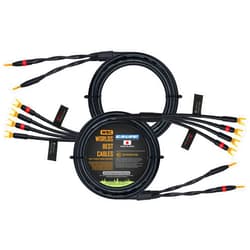 WORLDS BEST CABLES 8 Foot - Canare 4S11 – Audiophile Grade - HiFi Star-Quad Bi-Wire Speaker Cable Pair with Eminence Gold Banana & Spade Connectors [Banana x2 – Spade x4]