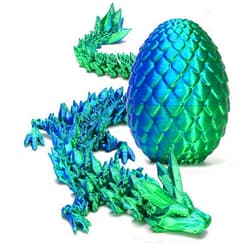 Zobetro 3D Printed Dragon Easter Basket Stuffers Surprise Egg,Articulated Crystal Dragon in Egg,Executive Dragon Fidget Desk Toys,Christmas Decorative Easter Egg Fillers Gifts for Boys Kids (Green)
