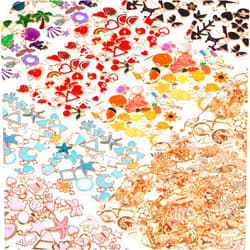 Acejoz 300Pcs Charms for Jewelry Making, Wholesale Bulk Assorted Gold-Plated Enamel Charms Earring Charms for DIY Necklace Bracelet Jewelry Making and Crafting (Multicolor)