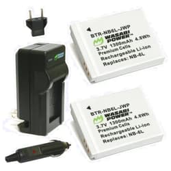 Wasabi Power CAS NP-6L Battery (2-Pack) and Charger Kit for Generic FHD 1080P 44MP Digital Camera. Compatible with Aasonida, CAMKORY, GREYKA, HOORUAN, IWEUKJLO, lamphle, Lecran, Nsoela, and More