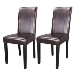 Nova Microdermabrasion Dining Chairs Set of 2, Modern Style for Kitchen PU Leather Chairs Living Roon Dining Room Chairs Padded Parson Chair with Solid Wood Legs (Brown)
