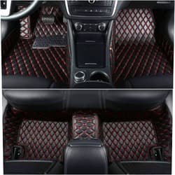NYMCAR Custom Car Floor Mats Compatible with Audi BMW Mercedes-Benz Honda Toyota Lexus Infiniti Nissan Hyundai kIa 2004-2024 (2, Black Red)