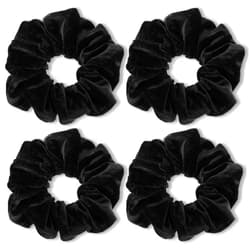 Lusofie 4 Pcs Big Velvet Scrunchies for Women BLack Hair Scrunchies for Thick Hair Black Classic Elastic Scrunchy Hair Bands Tie Soft Ropes Ponytail Holder Hair Accessories