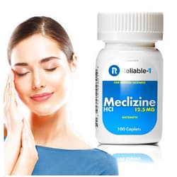 Reliable-1 Laboratories Meclizine HCL 12.5 mg Caplets - Prevent Nausea, Vomiting, and Dizziness Caused by Motion Sickness (100 Caplets, 1 Bottle)