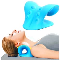 ComfortLife Neck Stretcher for Pain Relief, Neck and Shoulder Relaxer Cervical Traction Device Pillow for Muscle Relax and TMJ Pain Relief (Blue)