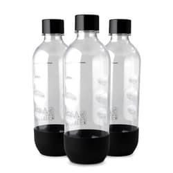 MRX Solutions Replacement Carbonating Sparkling Water Bottles for SodaStream - 1 Liter, BPA-Free & Leak-Proof (Compatible with Fizzi, One Touch, Jet, Source, Play, Genesis, Power Models) - 3-Pack (Black)