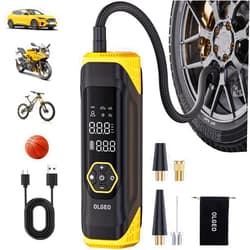 Olgeo Tire Inflator Portable Air Compressor, 180PSI Cordless 6X Faster Air Pump, Air Compressor with Pressure Gauge, One Click Smart Tire Pump for Car, Motorcycle, Bicycle and Ball(Black)