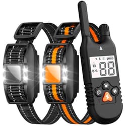 FunniPets Dog Shock Collar 2 Pack - 3000ft Dog Training Collar with Remote IP67 Waterproof E Collar for Dogs Training with Shock Vibrate Beep and Light Modes for Small Medium Large Breeds