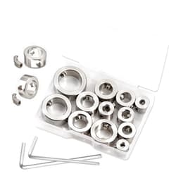 LEONTOOL 12 Pcs 3-16mm Drill Bit Depth Stop Collar Set 304 Stainless Steel Drilling Limit Ring Drill Bit Stop Collar Set Stop Bit Collar Set Drill Tool with Hex Wrenches and Storage Box
