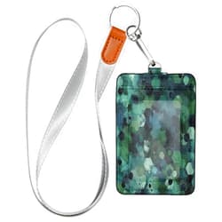 Kigai Dark Green Texture ID Card Holder with Detachable Lanyard Easy Swipe Premium PU Leather Cards Holder Id Card Holder for Office School Outdoor