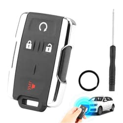 Yenblow Key Fob Shell Case Replacement Fits with M3N-32337100, Compatible with Chevy Silverado Colorado GMC Canyon Sierra 2014-2021 Keyless Entry Remote Control Pad Outer Cover (Silver-4Buttons)