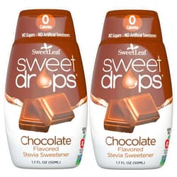 SweetLeaf Sweet Drops Chocolate Liquid Stevia Sweetener - Chocolate Stevia Drops, Zero Calories, Zero Sugar, Non-GMO, Gluten-Free, Keto Friendly, Chocolate Flavor Stevia - 1.7 Fl Oz, Pack of 2