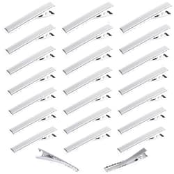 Elcoho 150 Pieces Metal Hair Clips Single Prong Alligator Clips Curl Clips Silver Hairbow Accessory