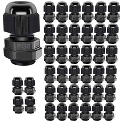 Gebildet Cable Gland, PG9 Plastic Waterproof Adjustable 4.0-8mm Cable Gland Joint with Gaskets, M16*1.5 Wire Connector, Wire Protector (Pack of 40, Black)