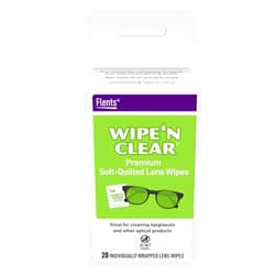 Flents Lens Wipes, Wipe 'N Clear, 20 Count, Pre-Moistened, Streak-Free, Safe for Glasses, Anti-Fog, Gentle Cleaning, Clear Vision, Individually Wrapped for Travel & Convenience, Made in the USA