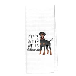 Dibor Life is Better with A Doberman Kitchen Towels Dish Towels Dishcloth,Cute Doberman Puppy Dog Absorbent Drying Cloth Hand Towels Tea Towels for Bathroom Kitchen,Dog Lovers Girls Women Gifts
