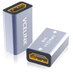 VCELINK HDMI Coupler 8K, HDMI 2.1 Female to Female Connector HDMI Extension Adapter, Support 8K@60Hz / 4K@120Hz 120UHD, 7680 * 4320 Resolution, 3D, HDR, ARC for Laptop, PC, Monitor, Roku TV, 2 Pack