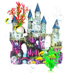 MUYG Aquarium Castle Decor, Resin Castle for Fish Tank with Randomly Color Plants Decorations Accessories for Freshwater and Saltwater Fish Tanks
