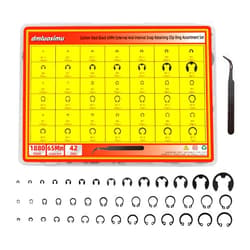 dmluosimu1880pcs Three Types of Carbon Steel 65Mn Internal and External retaining Ring Assortment Sets, Including 525pcs E circlip, 525pcs Hole retaining Ring and 535 pcs Shaft retaining Ring