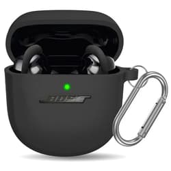 YIPINJIA Case for Bose QuietComfort Earbuds II 2022, Soft Silicone Scratch Proof & Shockproof Protective Skin Sleeve Cover Compatible with Bose QuietComfort Earbuds 2 with Keychain - Black