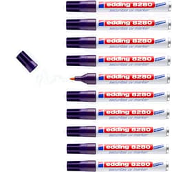 edding 8280 Securitas UV-marker - kleurloos-10 stiften -ronde punt 1,5-3 mm - zwartlichtmarker - onzichtbare markeringen op bijna elk materiaal; onzichtbaar schrijven, geheime boodschappen, geocaching