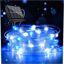 Einiiya 1 Pack Solar String Lights Outdoor, Total 33FT 100 LED Solar Lights for Outside IP67 Waterproof, 8 Modes Solar Fairy Light for Tree Garden Party Christmas Decorations, Blue&White