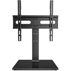 Hemudu Universal TV Stand - Table Top TV Stand for 27-60 inch LCD LED TVs - 9 Level Height Adjustable TV Base Stand with Tempered Glass Base & Wire Management, VESA 400x400mm