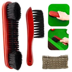 AUEAR, Set of 3 Billiards Pool Table and Rail Brush with Billiard Cue Snooker Cloth Cleaner (Brown Color)
