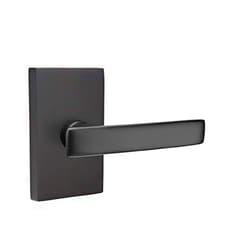 EMTEK Concealed Fastener Modern Rectangular Rosette Privacy Set with Matching Finish Geneva Lever - Choice of 7 Finishes - C5212GVUS19 - Flat Black (US19)
