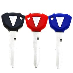 Gmobi 3Pack Motorcycle Blank Key Compatible with Kawasaki Ninja 400 650 1000 Versys650 ER6N 1000 Vulcan Nomad KLR KLX ZX-6R ZX-10R ZX-14R Z900 (Black&Blue&Red)