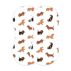 WELLDAY Muslin Baby Burp Cloths Set of 2, Soft Absorbent Cute Dogs Dachshunds Muslin Washcloths, Bibs, Face Towel for Newborn Boys Girls, 22 x 11 Inch