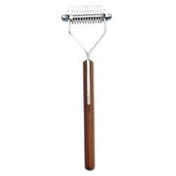 Mars Coat King Blunt Dematting Undercoat Grooming Rake Stripper Tool for Dogs and Cats, Stainless Steel with Wooden Handle, Made in Germany, 12-Blade