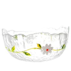 Halyuhn 50 OZ Hammered Glass Salad Bowl, 8”Daisy Decorative Bowl for Serving Food, Wavy Clear Glass Bowl with 3” Wall for Table Décor, Irregular Candy Bowl Fancy Glass Serving Dish for Office Desk