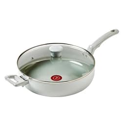 T-fal Refresh Ceramic, Ceramic Non Stick Jumbo Cooker w/Lid 5 Quart, Oven Broiler Safe 350F, Cookware, Kitchen, Deep Frying Pan w/Handle, Saute Pan, Healthy Cooking, Skillet, Pots and Pans Moon Gray