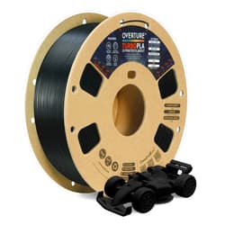 OVERTURE Turbo PLA Filament 1.75mm Rapid PLA Filament High Speed 600mm/s, 1KG Cardboard Spool (2.2lbs), Dimensional Accuracy +/- 0.02mm, Fit Most FDM Printer(Black)