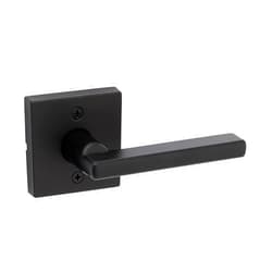 Kwikset Halifax Dummy Door Handle, Single Sided Lever for Closets, French Double Doors, and Pantry, Matte Black Non-Turning Reversible Interior Push/Pull Lever, with Microban Protection
