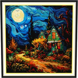 Funcrostitch Cross Stitch Kits Stamped Full Range of Embroidery Set,Needlework Kits for Beginners DIY 11CT 3 Strands-Dreamland 50cm×50cm