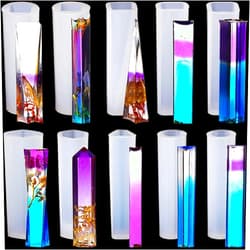 Patelai 10 Styles Pendulum Resin Molds Silicone Pendant Molds Epoxy Quartz Crystal Resin Molds Gemstone Multi-Facet Jewelry Molds for Resin DIY Crafts Jewelry Decorations Making